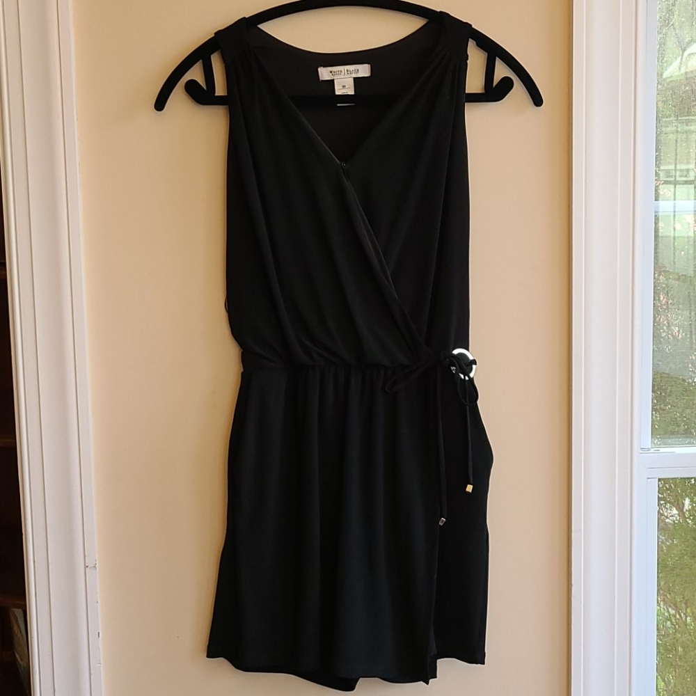 WHBM Black Wrap Romper Skort